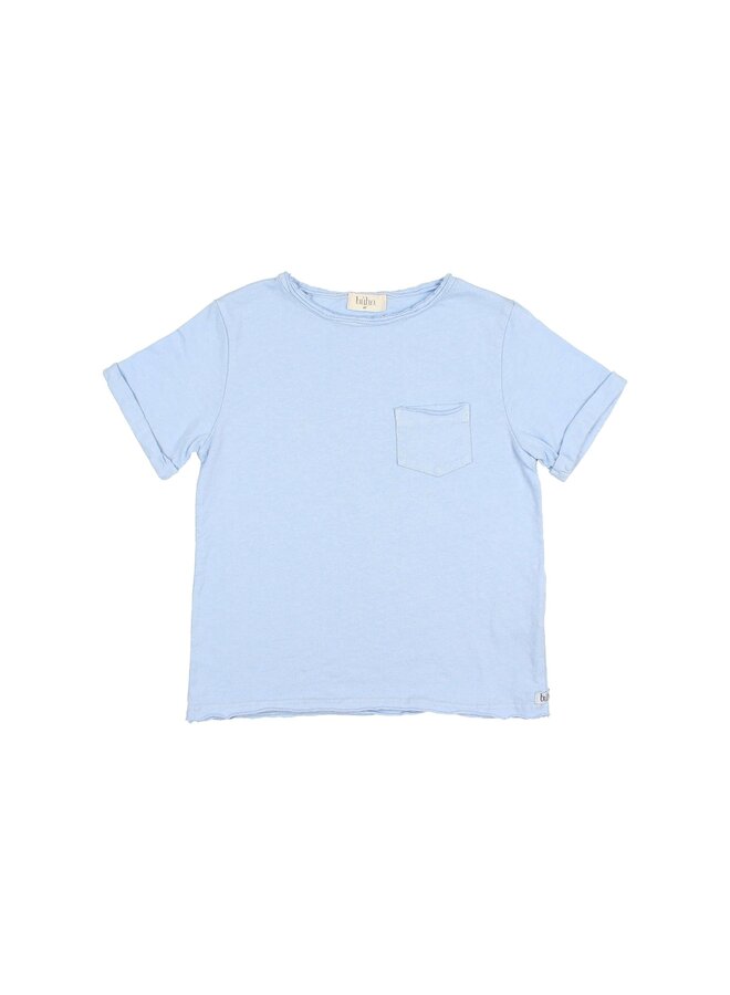 Búho pocket linen t-shirt placid blue