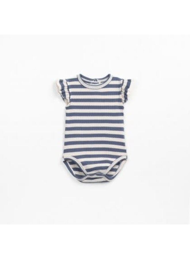 Play Up striped rib body ruffle sea