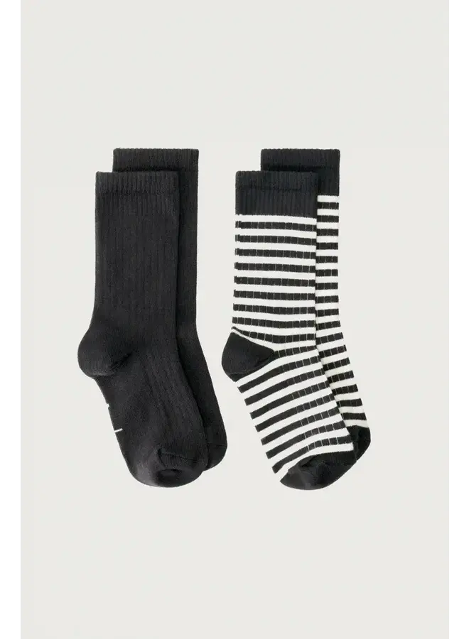 Gray label ribbed socks 2-pack pirate black/cream