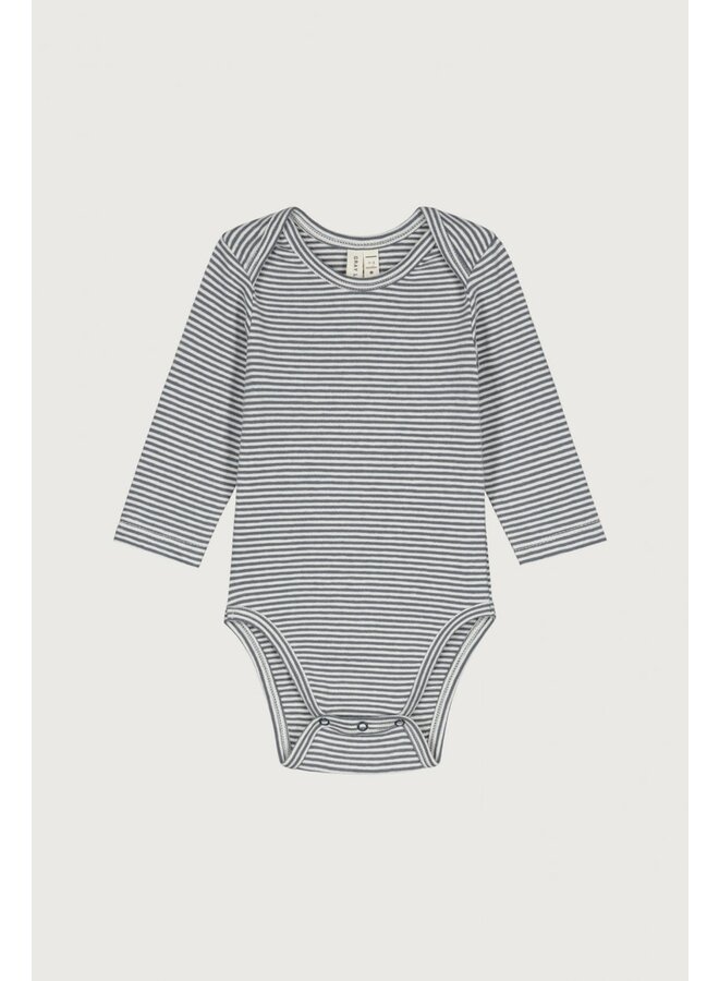 Gray label baby onesie gots blue grey/cream
