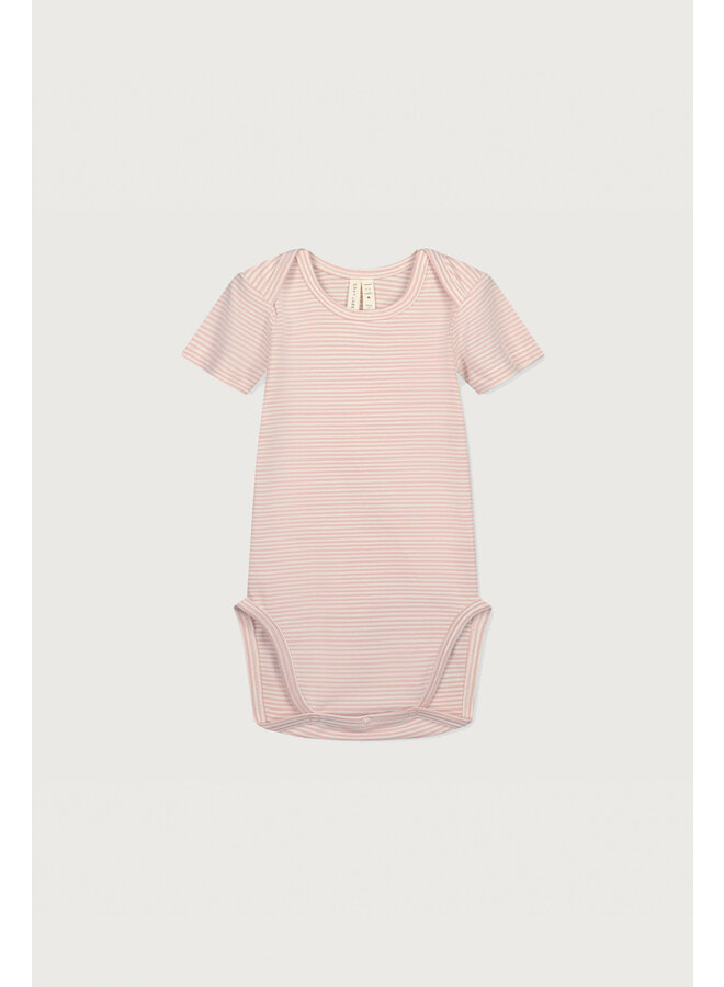 Gray label baby onesie short sleeve gots faded pink/cream