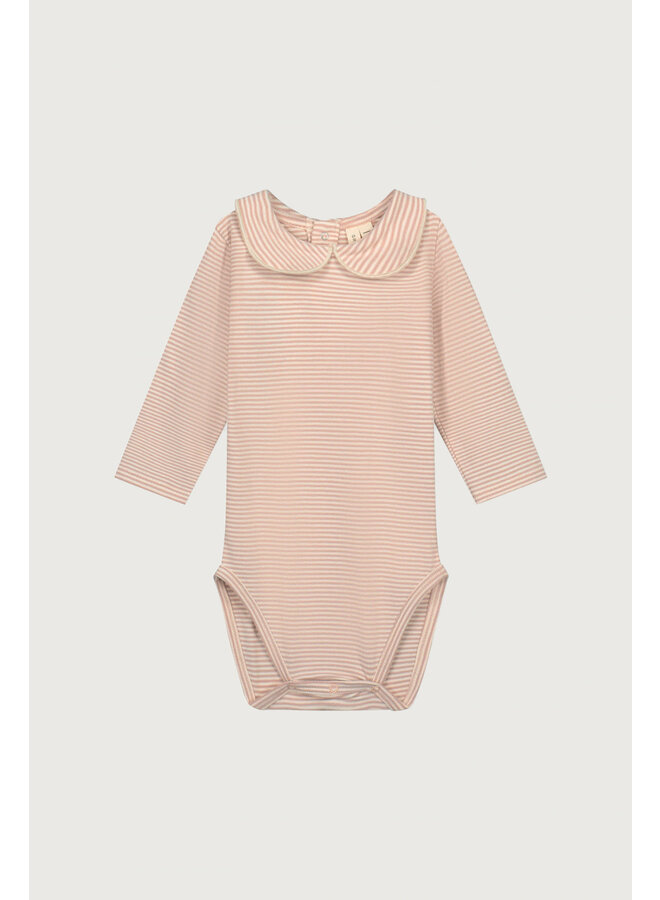 Gray label baby collar onesie gots faded pink/cream