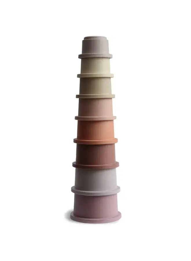 Mushie stacking tower pastel