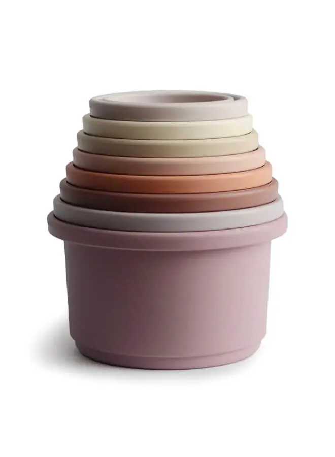 Mushie stacking tower pastel