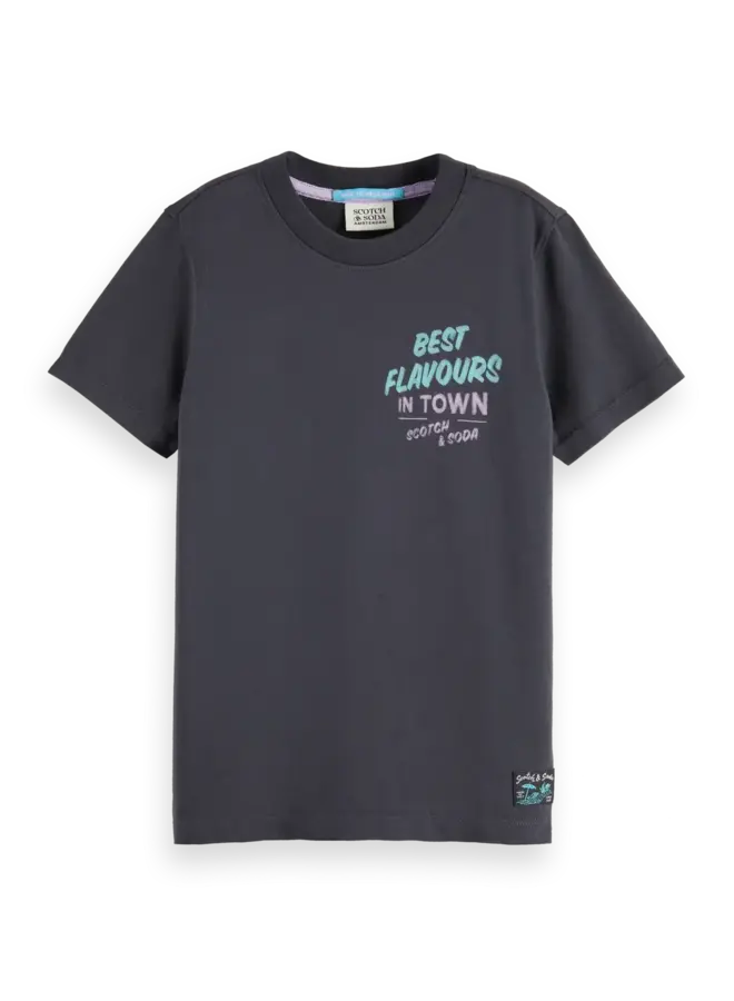 S&S regular-fit t-shirt with front and back artwork washed black