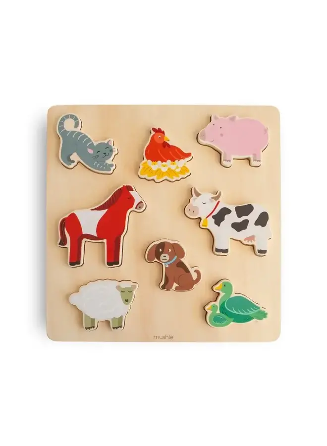 Mushie wooden puzzle farm