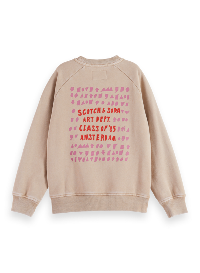 S&S relaxed fit raglan artwork sweatshirt taupe