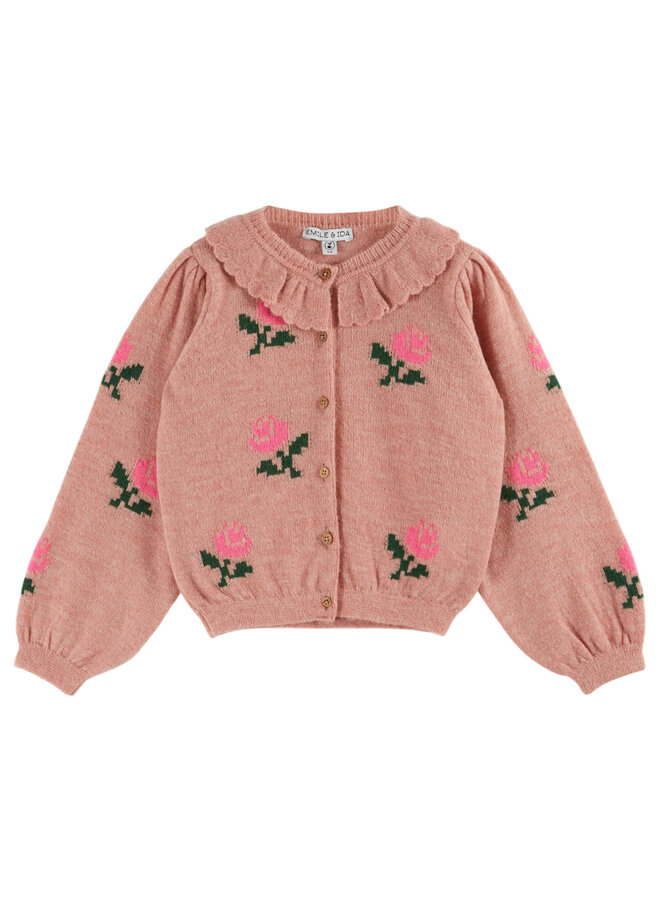Emile et ida cardigan fleurs rose