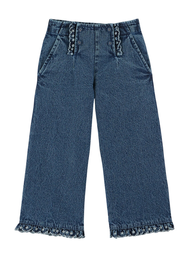 Emile et ida pantalon pont denim brode