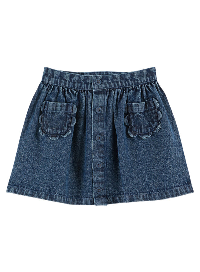 Emile et ida jupe poches fleurs denim