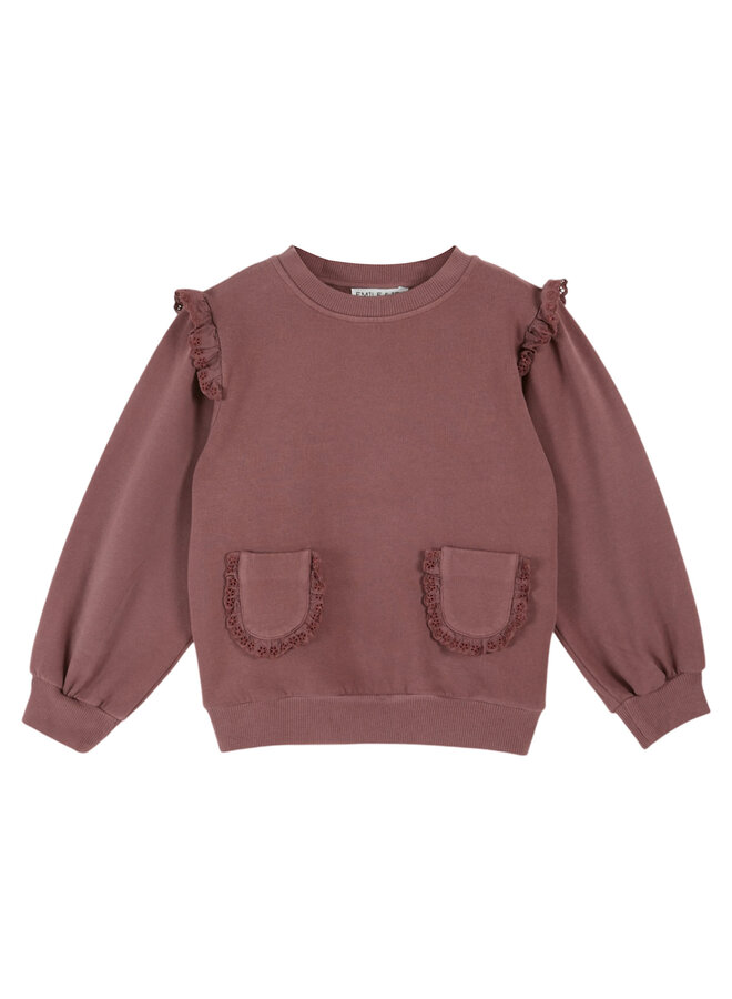 Emile et ida sweat broderie anglaise violine