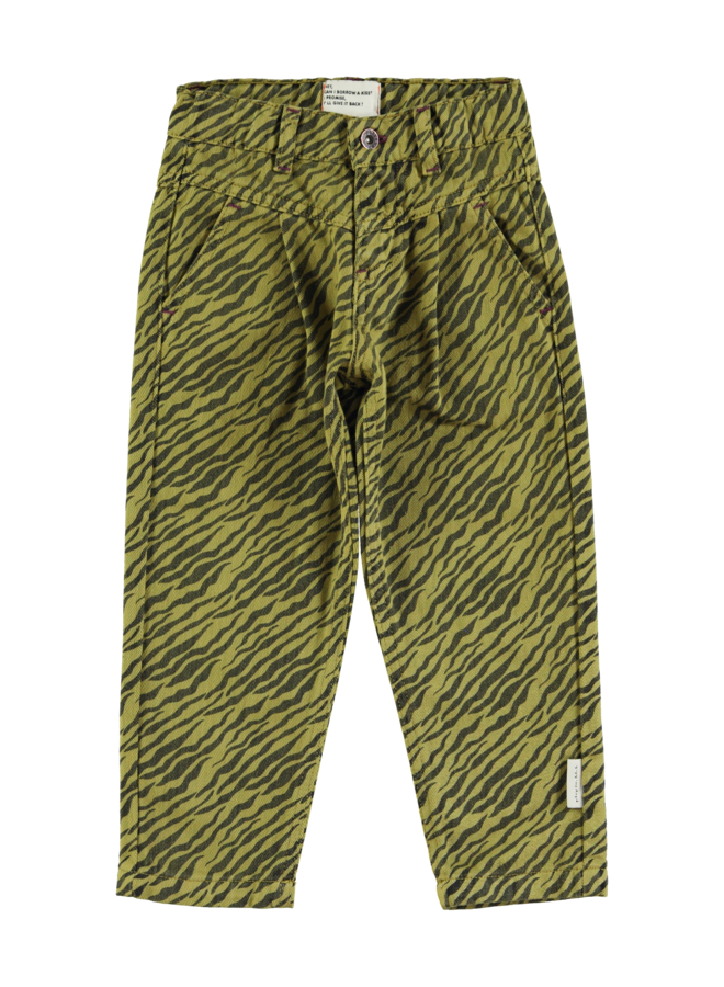 Piupiuchick mom fit trousers olive green zebra print