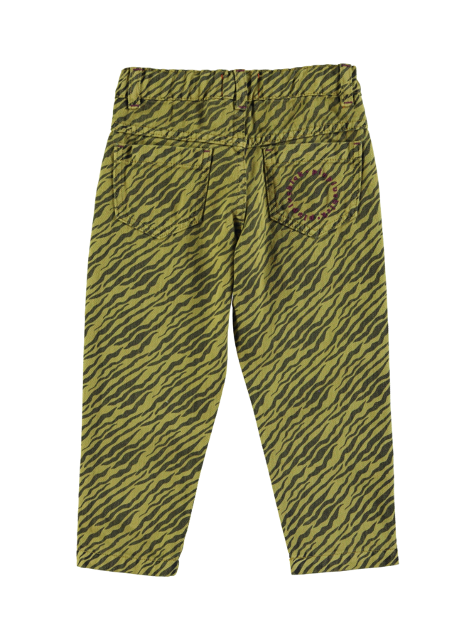 Piupiuchick mom fit trousers olive green zebra print