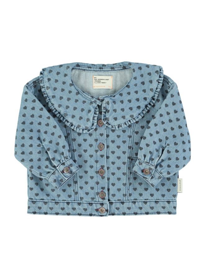 Piupiuchick jacket washed blue denim hearts