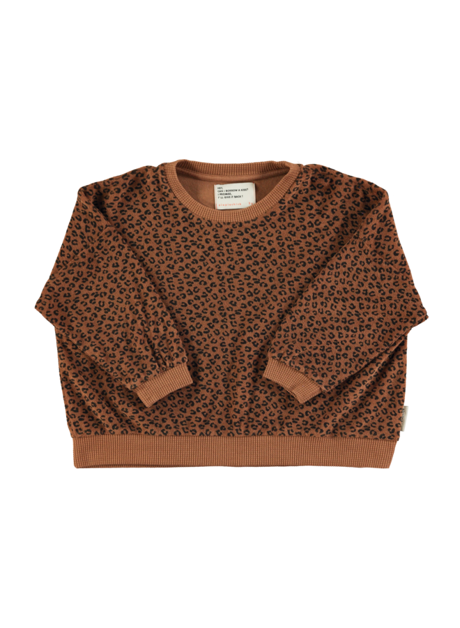 Piupiuchick terry cotton sweatshirt brown/animalprint