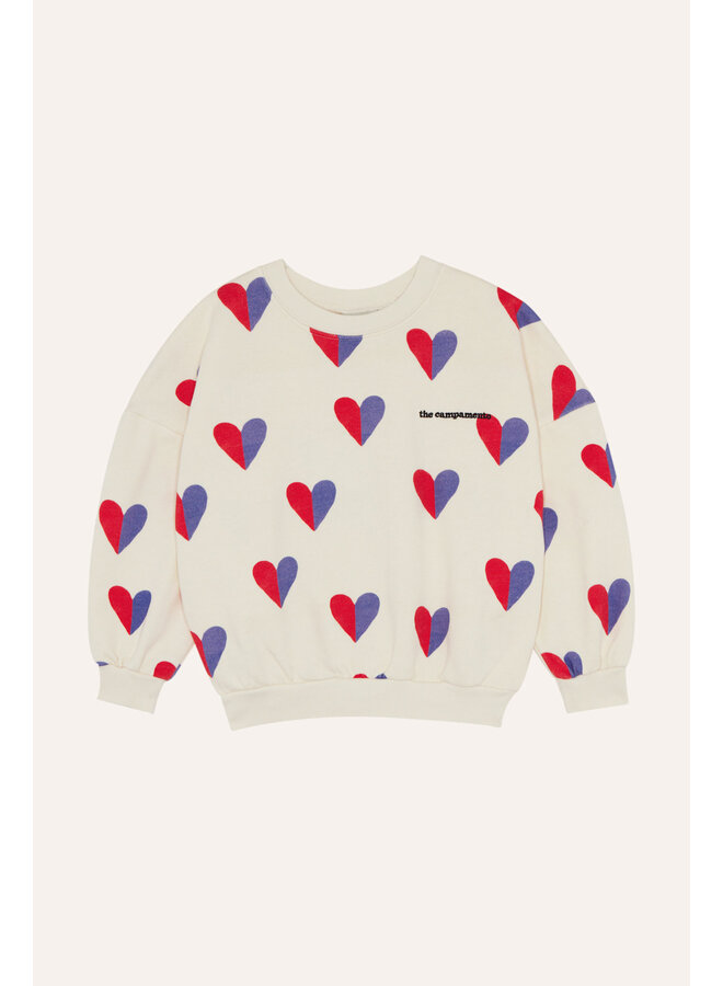 The campamento bicolor hearts sweatshirt ecru