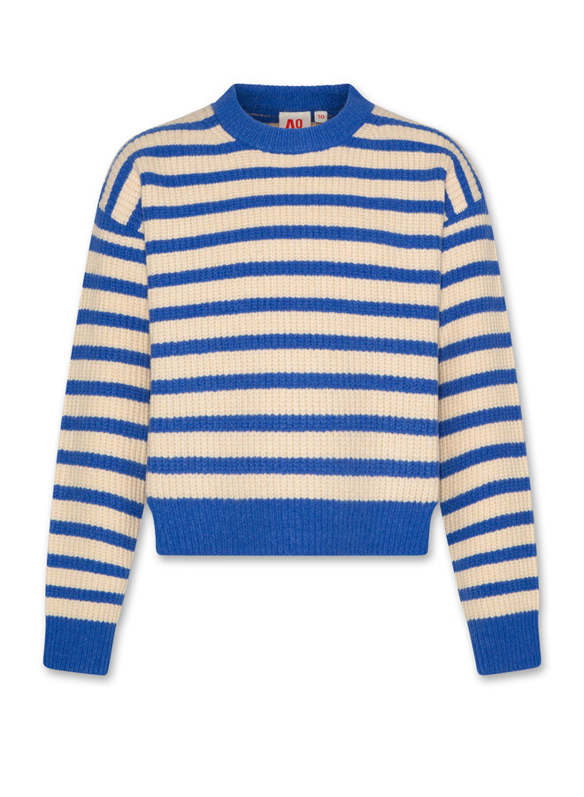 AO76 carla c-neck sweater flash blue stripe