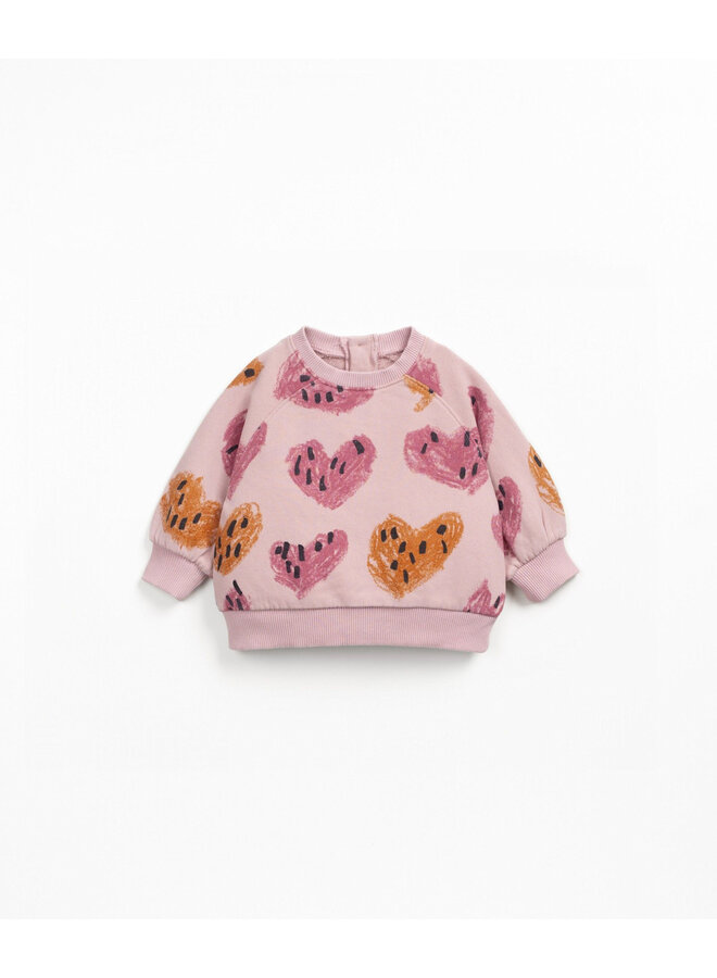 Play up printed fleece sweater rose