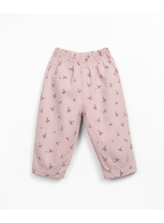 Play up printed twill kid trousers rose