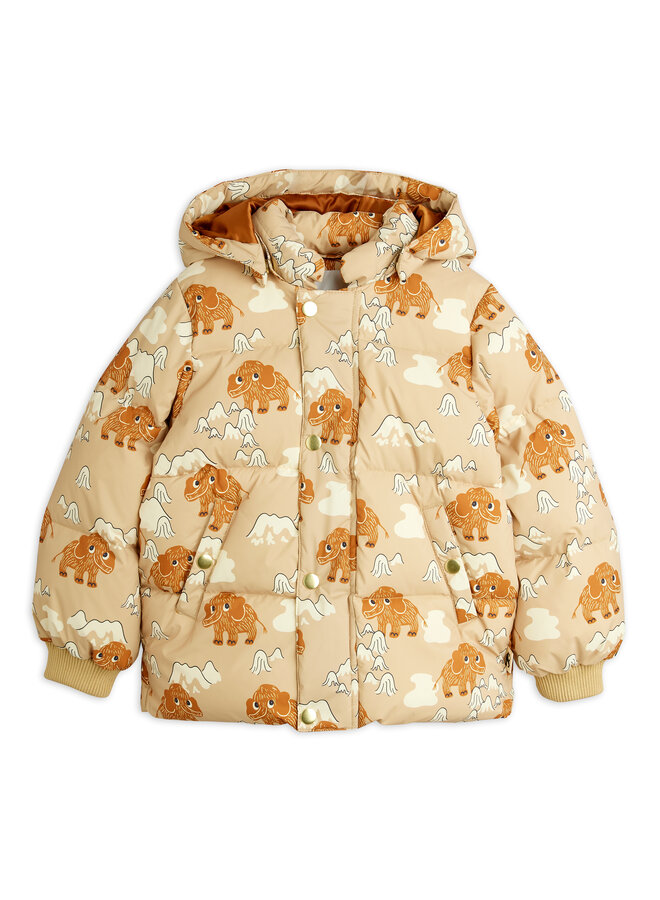 Mini rodini mammoths aop hooded puffer beige
