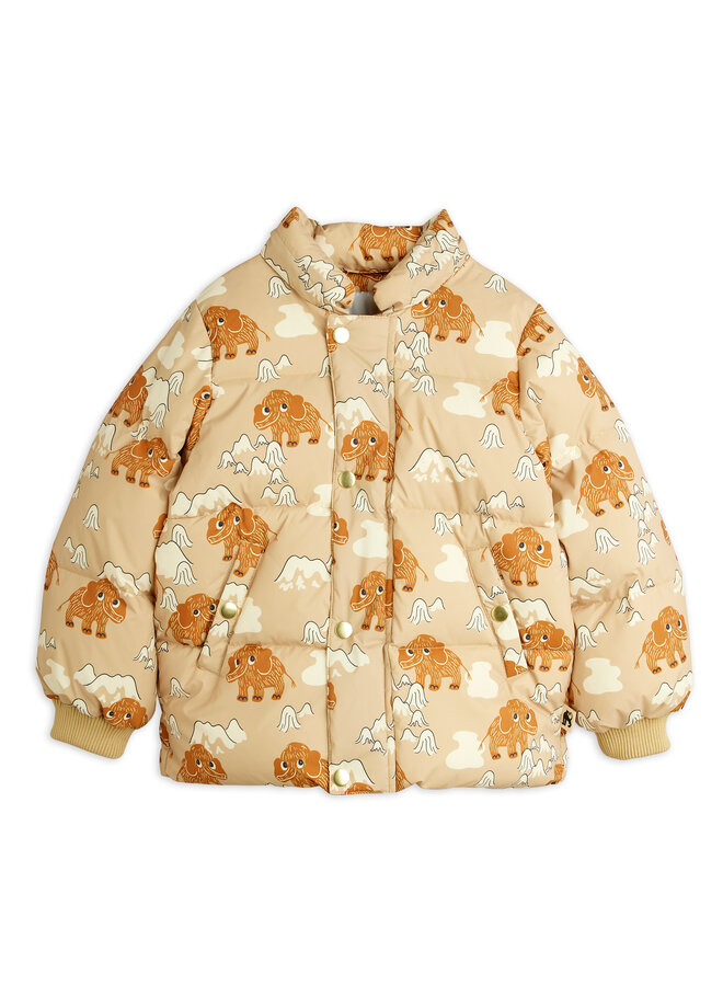 Mini rodini mammoths aop hooded puffer beige