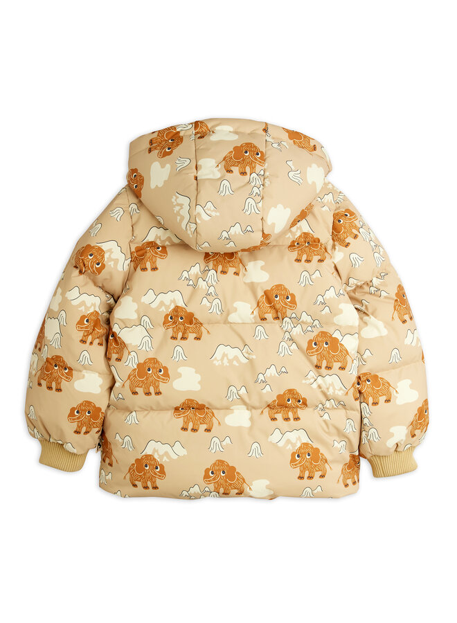 Mini rodini mammoths aop hooded puffer beige