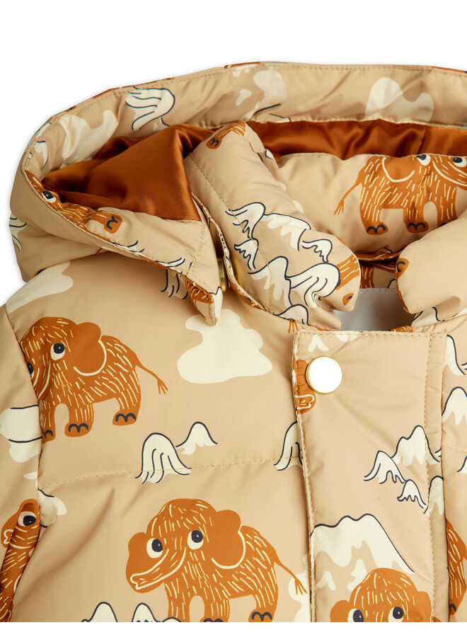 Mini rodini mammoths aop hooded puffer beige