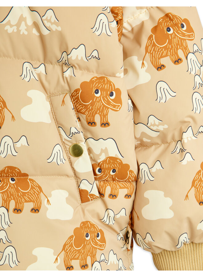 Mini rodini mammoths aop hooded puffer beige