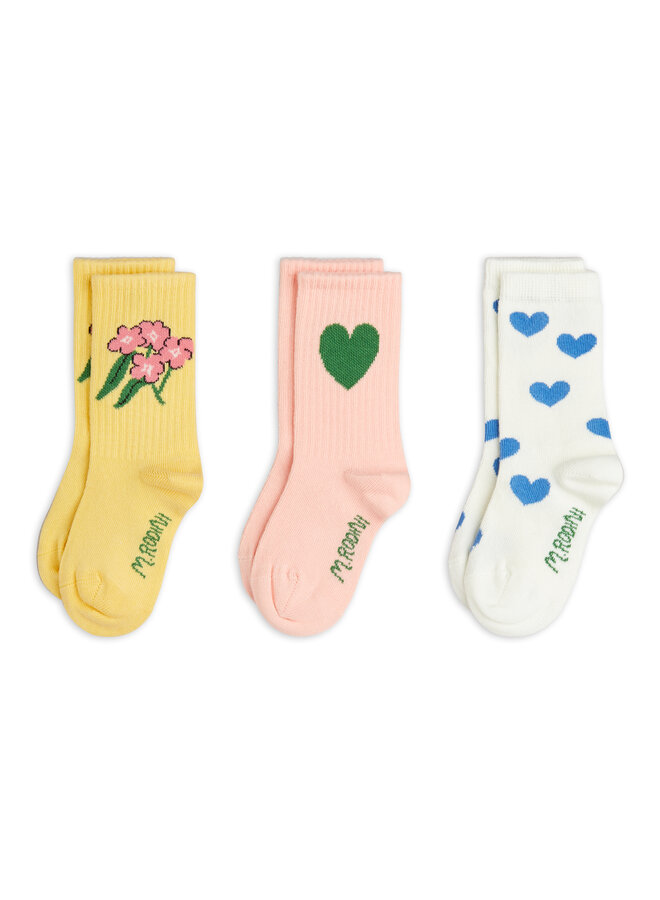 Mini rodini alpine flowers 3-pack socks
