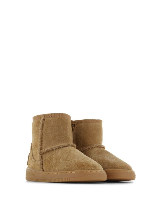 Shoesme cognac bootie met fluffy voering