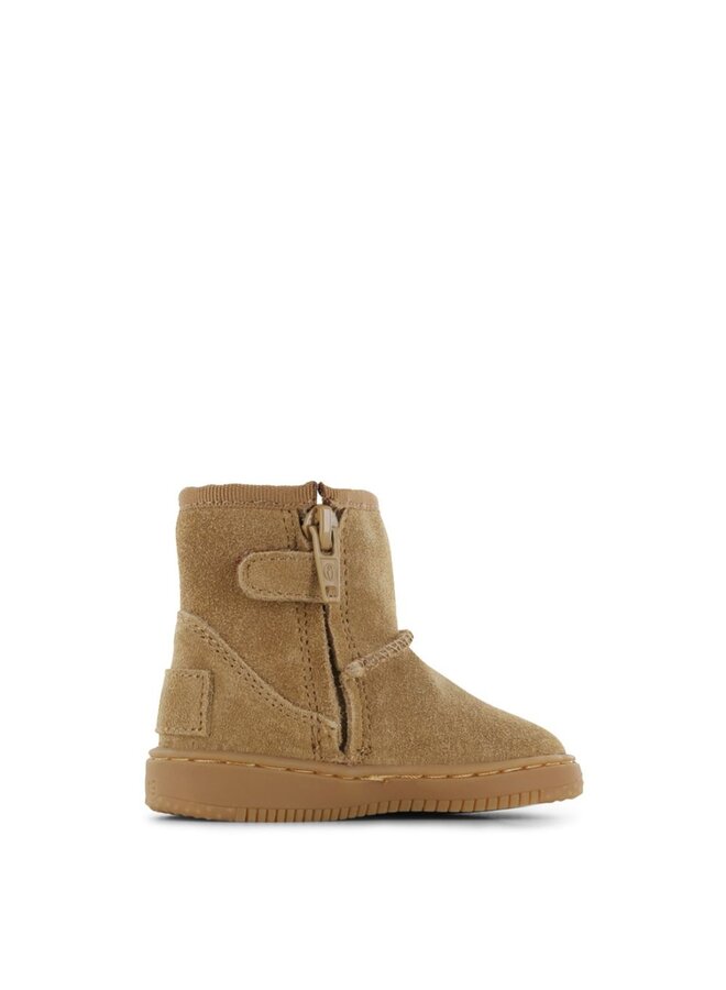 Shoesme cognac bootie met fluffy voering