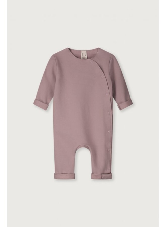 Gray label baby suit with snaps berry