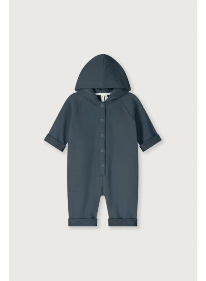 Gray label baby hooded suit gots blue grey