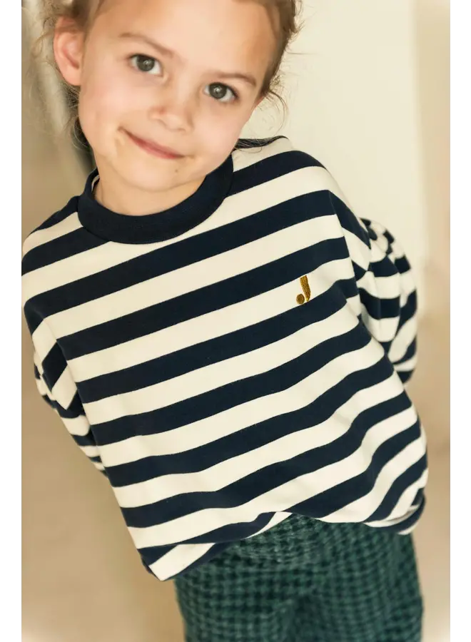 Jenest millie ls tshirt navy blue off white stripe