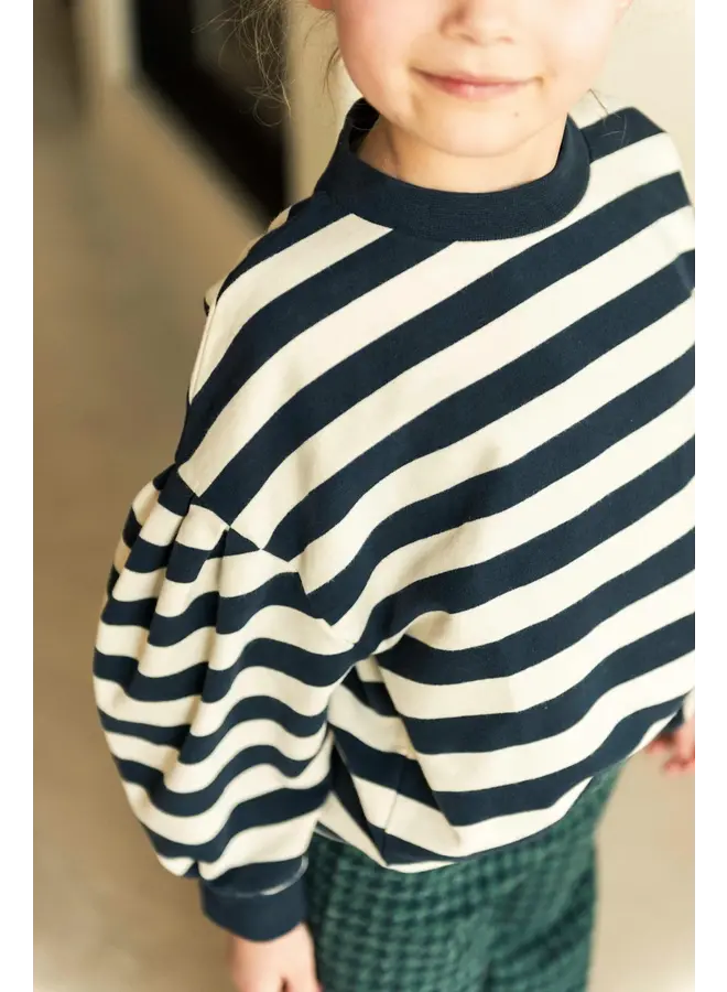 Jenest millie ls tshirt navy blue off white stripe