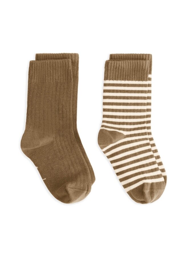 Gray label ribbed socks gots 2pack woody/cream