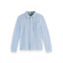 S&S pique long sleeve shirt cerulean/bright white