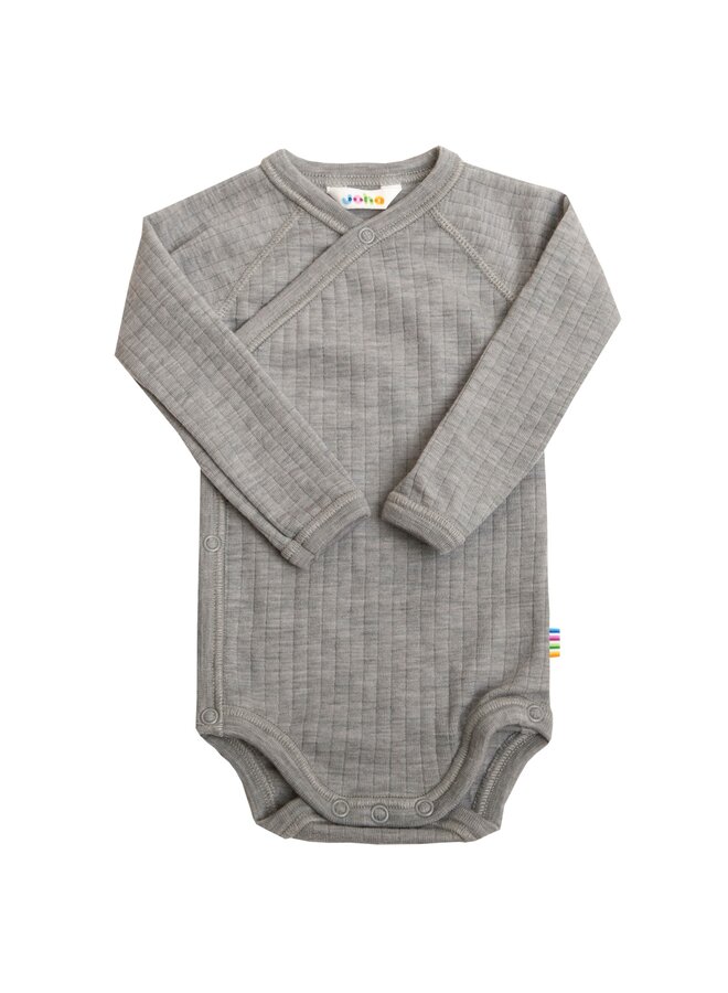 Joha merinowol wikkel romper light grey melange