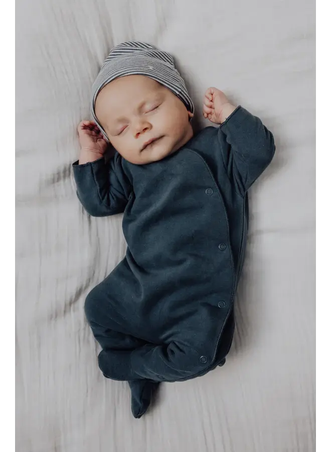 Gray label baby beanie blue grey/cream