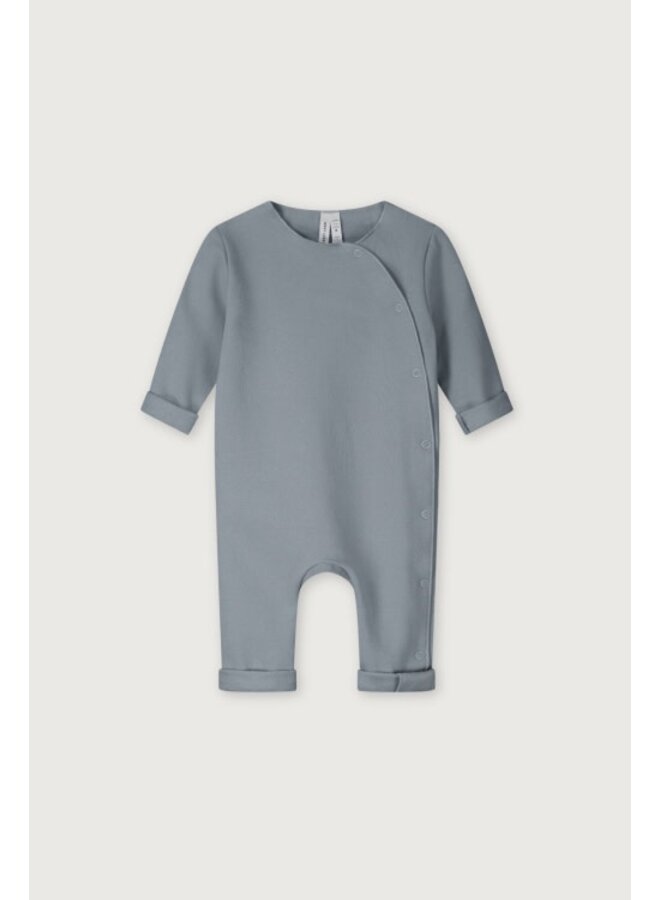 Gray label baby suit with snaps gots stone grey