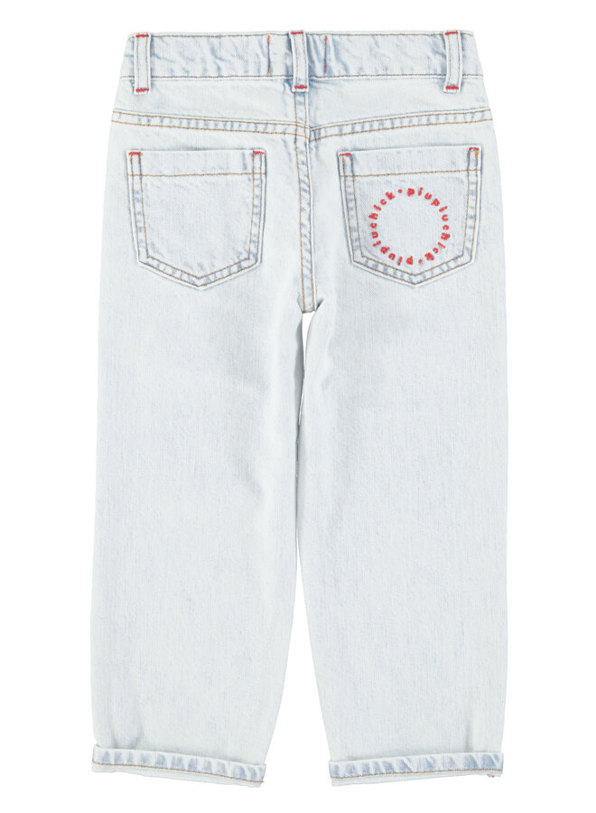 Piupiuchick unisex trousers washed light blue denim