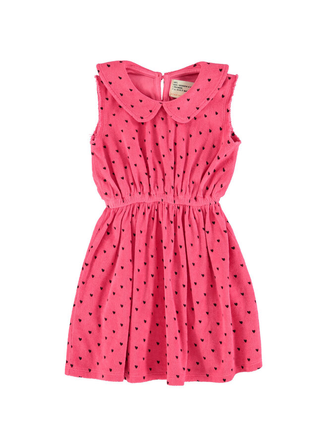 Piupiuchick short dress w/ collar black hearts allover