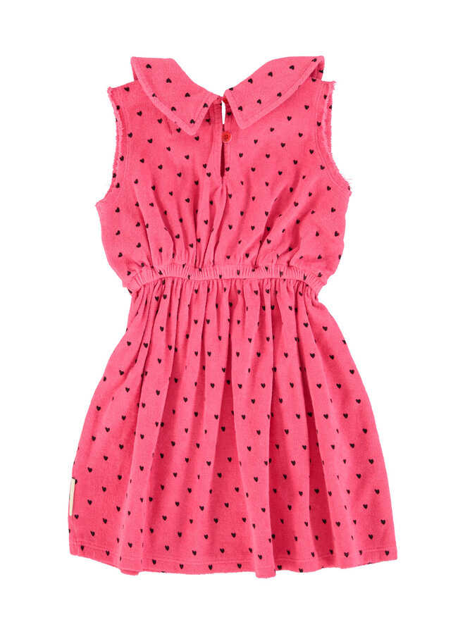 Piupiuchick short dress w/ collar black hearts allover