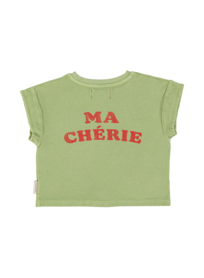 Piupiuchick t-shirt olive w/ cherry print
