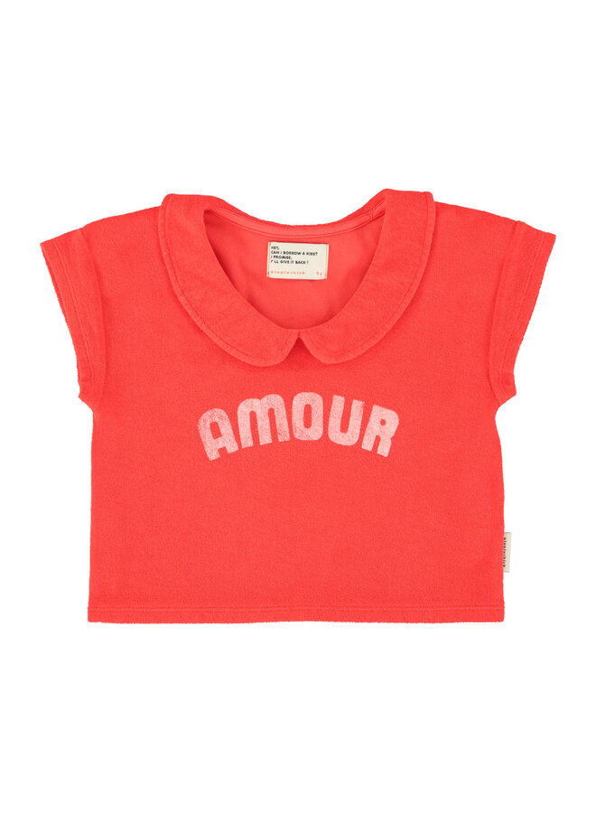 Piupiuchchick t-shirt with peter pan collar red w/ amour print