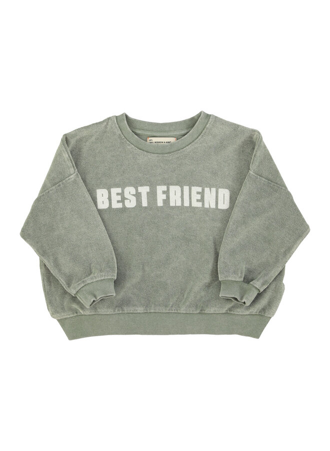 Piupiuchick sweatshirt washed green w/ best friend print