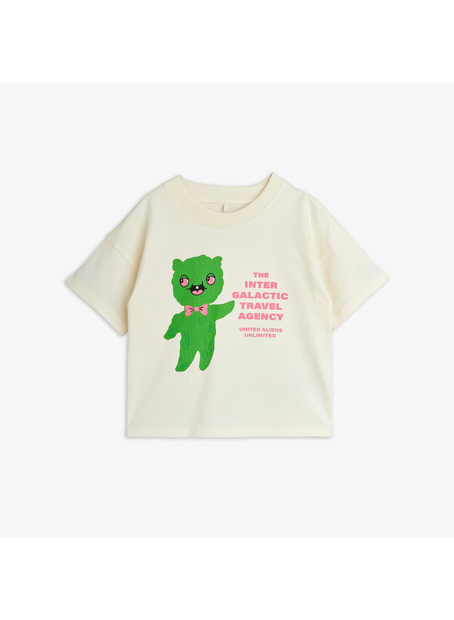 Mini rodini alien travel agency tee off white