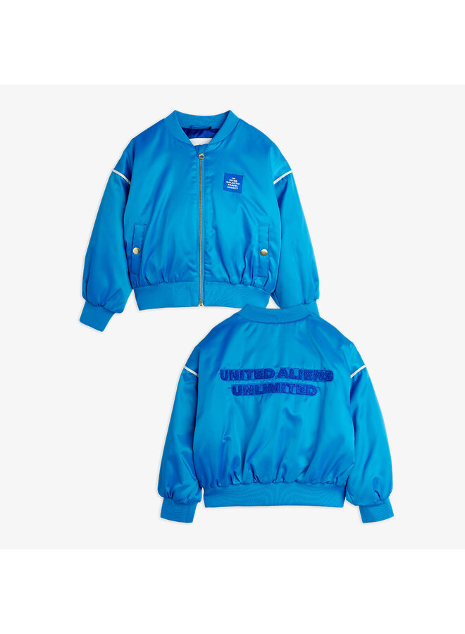 Mini rodini travel agency chenille satin baseball jacket blue