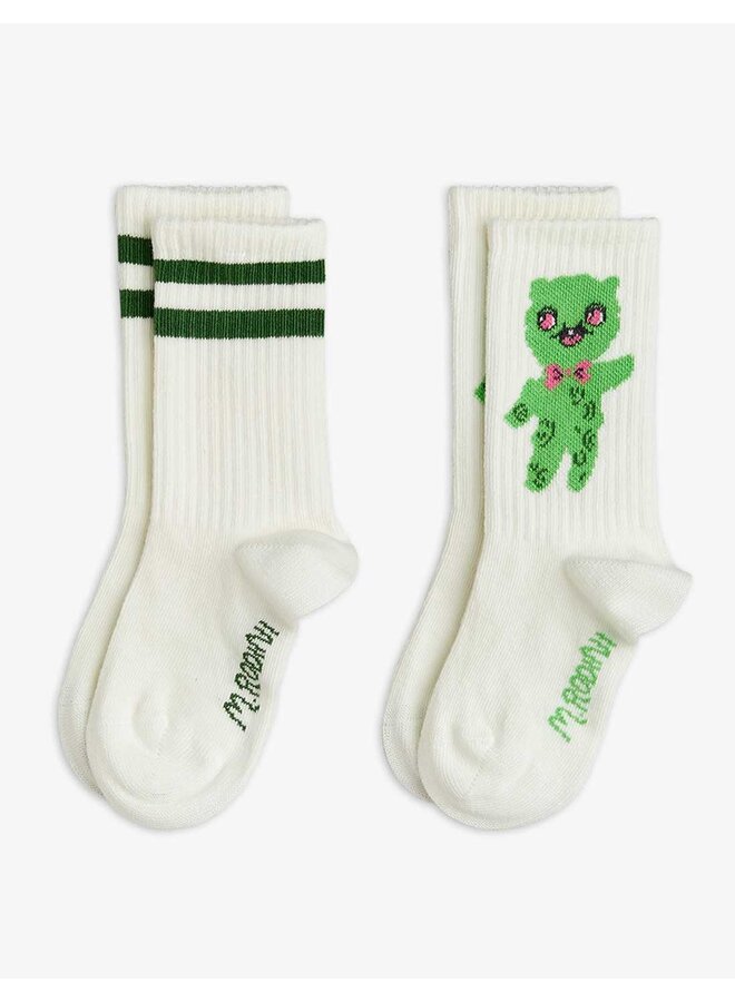 Mini rodini alien 2-pack socks off white