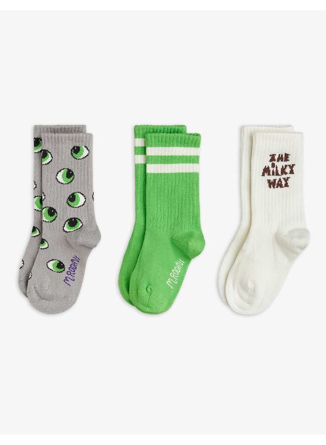 Mini rodini eyes 3-pack socks multi